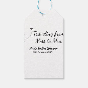 Travel bridal shower add name date miss to Mrs sim Gift Tags