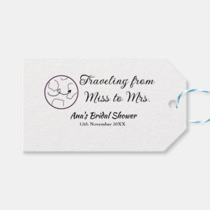 Travel bridal shower add name date miss to Mrs sim Gift Tags