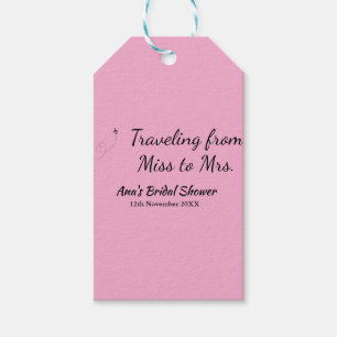 Travel bridal shower add name date miss to Mrs sim Gift Tags