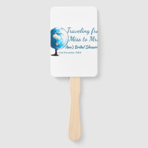 Travel bridal shower add name date miss to Mrs sim Hand Fan
