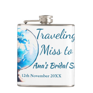 Travel bridal shower add name date miss to Mrs sim Hip Flask