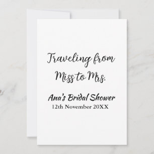 Travel bridal shower add name date miss to Mrs sim Invitation