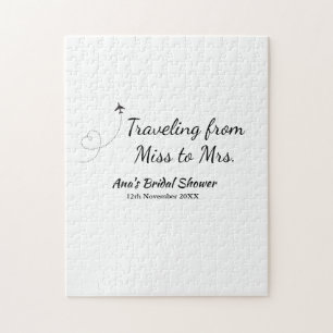 Travel bridal shower add name date miss to Mrs sim Jigsaw Puzzle