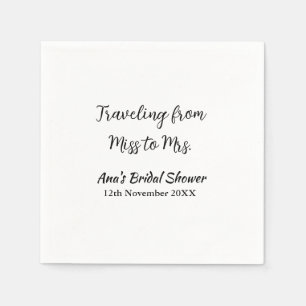 Travel bridal shower add name date miss to Mrs sim Napkin