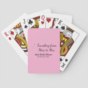 Travel bridal shower add name date miss to Mrs sim Playing Cards