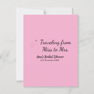 Travel bridal shower add name date miss to Mrs sim Postcard