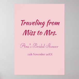 Travel bridal shower add name date miss to Mrs sim Poster