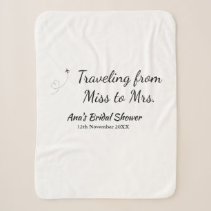Travel bridal shower add name date miss to Mrs sim Sherpa Blanket