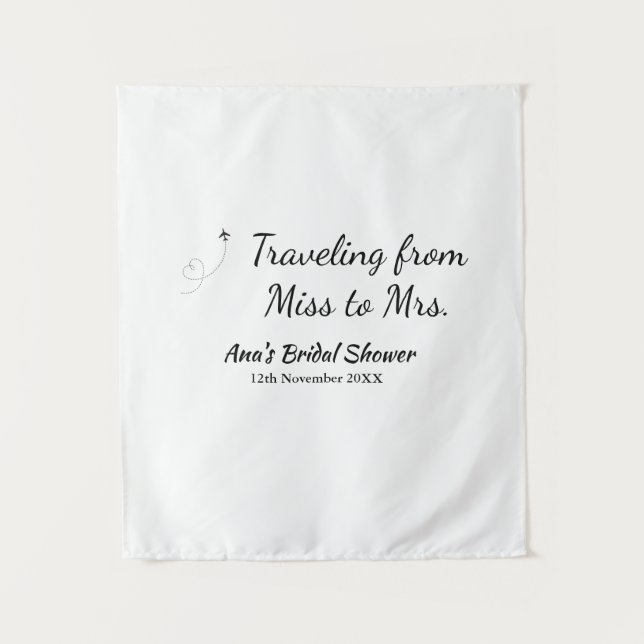 Travel bridal shower add name date miss to Mrs sim Tapestry (Front)