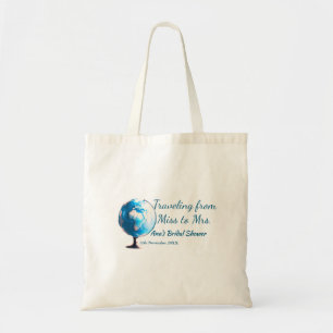 Travel bridal shower add name date miss to Mrs sim Tote Bag