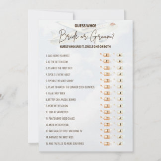 Travel Bridal Shower Bride & Groom Game Invitation