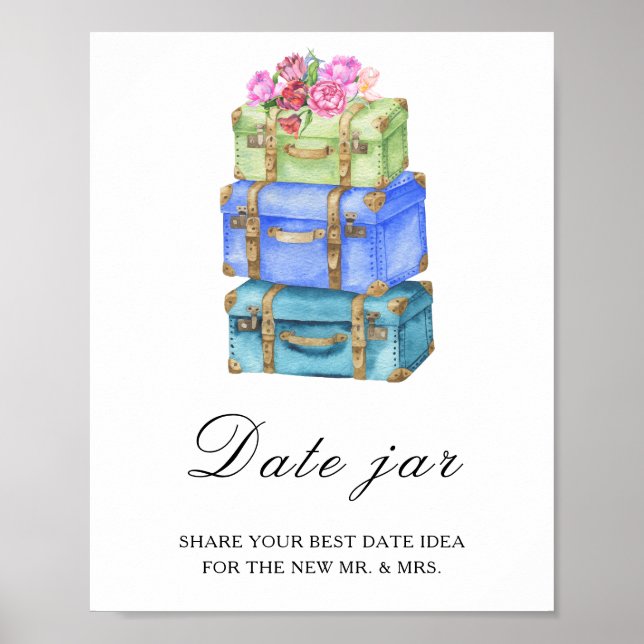 Travel bridal shower - date night ideas poster (Front)
