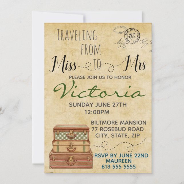 Travel Bridal Shower Invitation (Front)