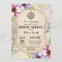 Travel Bridal Shower Invitation Floral