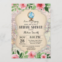 Travel Bridal Shower Invitation Floral