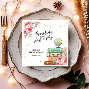 Travel Bridal shower Paper Napkin Miss to Mrs