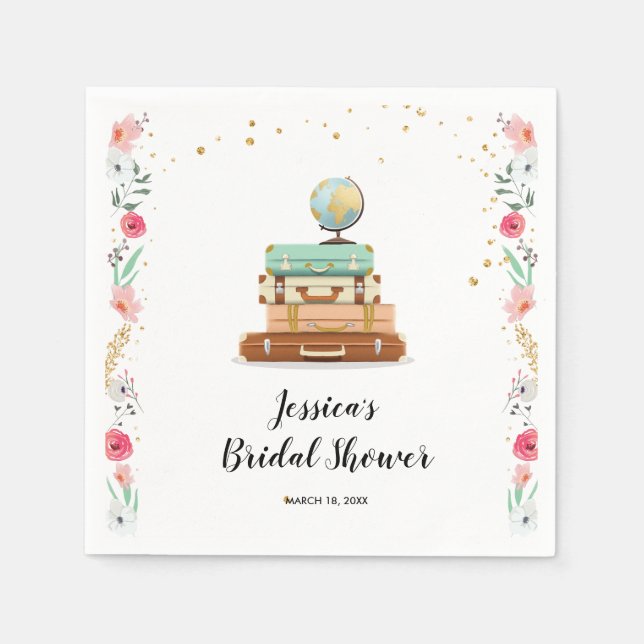 Travel Bridal shower Paper Napkin Miss to Mrs (Front)