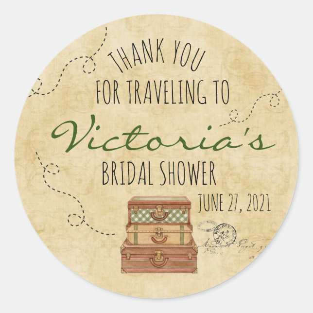 Travel Bridal Shower Sticker (Front)