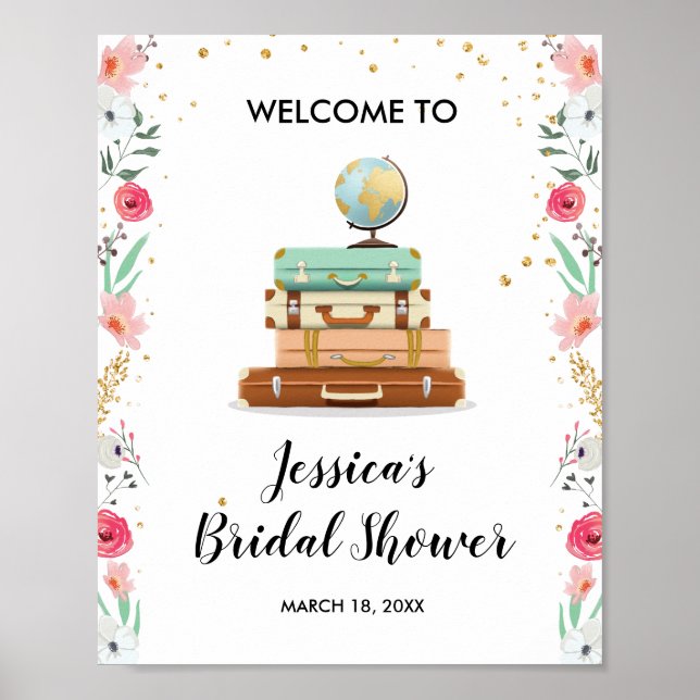 Travel Bridal shower Welcome Sign Miss to Mrs (Front)
