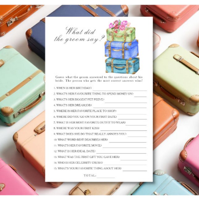 Travel Bridal shower What did the groom say game (Creator Uploaded)