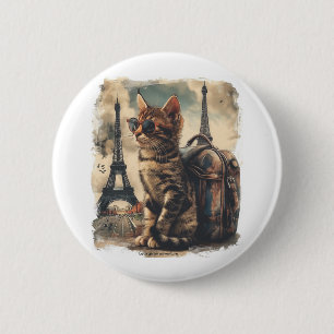 Travel Buddy Cat 6 Cm Round Badge