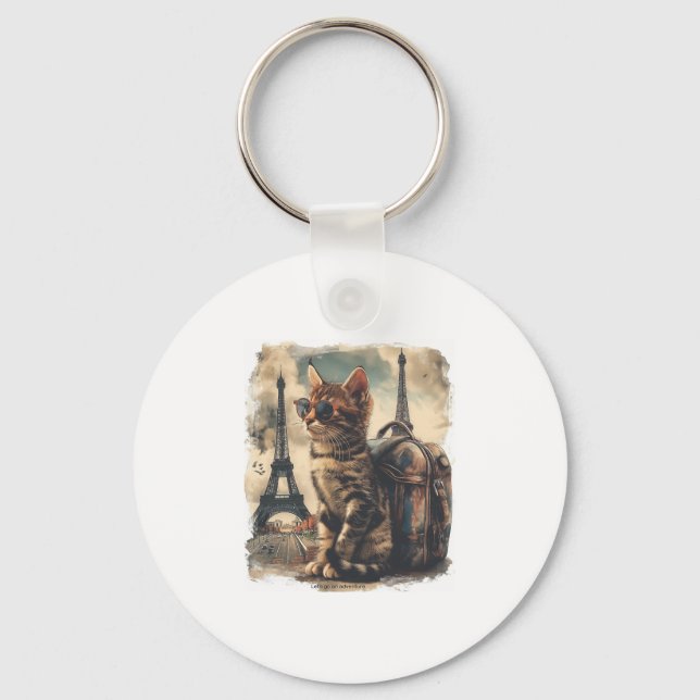 Travel Buddy Cat Key Ring (Front)