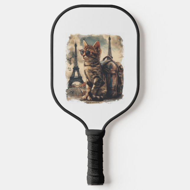 Travel Buddy Cat Pickleball Paddle (Front)