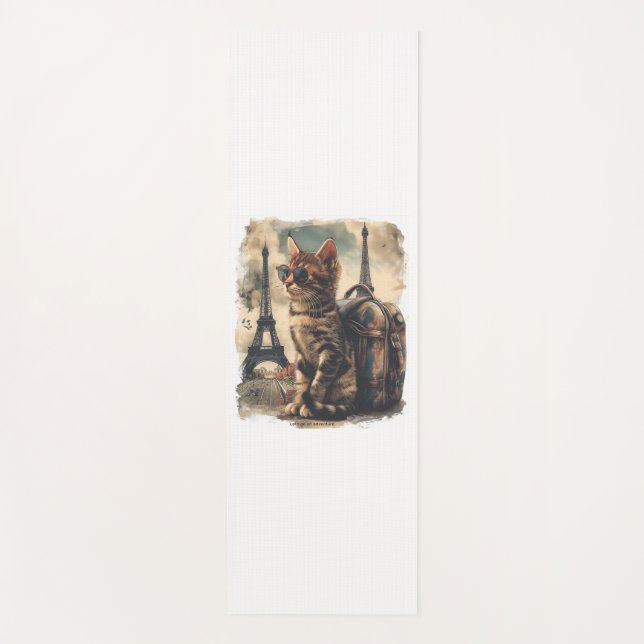 Travel Buddy Cat Yoga Mat (Front)
