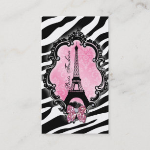 Travel Business Card Paris Fashion Zebra Cute