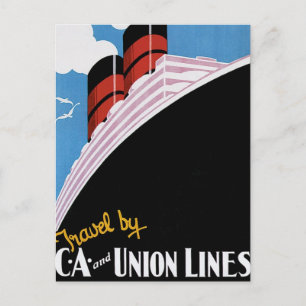 Travel by CA and Union Lines Postcard