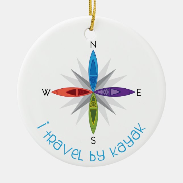 Travel By Kayak Ceramic Ornament (Front)