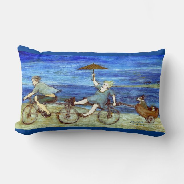 Travel by Tandem Bicycle Lumbar Cushion (Front)