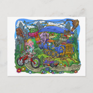 Travel by tram. postcard