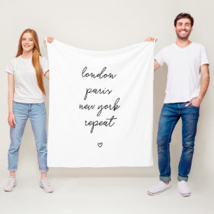Travel City Names Blanket London Paris New York