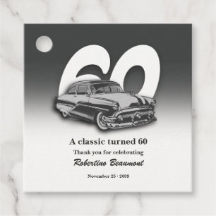 Travel Classic Green Car Turns 60th Birthday Favour Tags