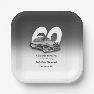 Travel Classic Green Car Turns 60th Birthday Paper Plate
