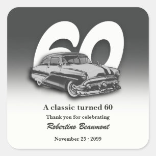 Travel Classic Green Car Turns 60th Birthday Square Sticker