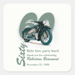 Travel Classic Motorbike Ride Fast 60th Birthday Square Sticker