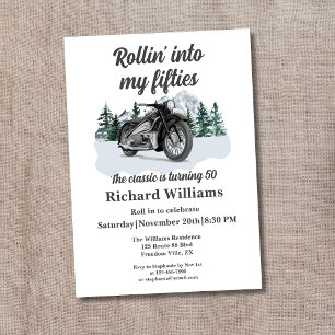 Travel Classic Motorbike Rolling 50th Birthday Invitation