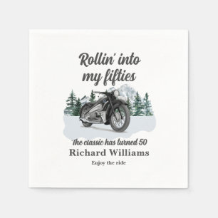 Travel Classic Motorbike Rolling 50th Birthday Napkin