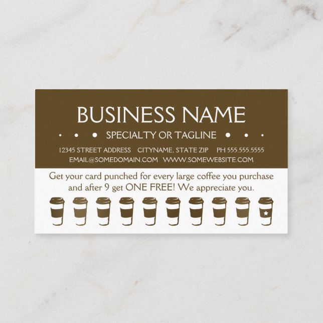 travel coffee cup loyalty punch card (Back)