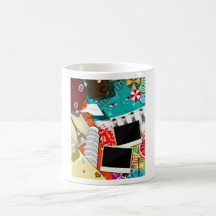 Travel Collage with Iconic Landmarks Vacation  Coffee Mug