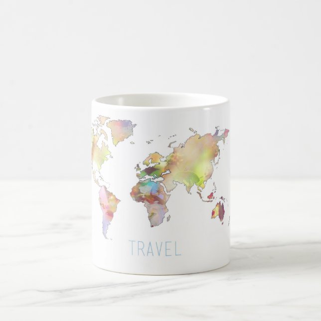 Travel colourful world map mug (Center)