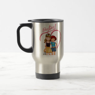 Travel/Commuter Mug, 15 oz Bestie For Girls Travel Mug