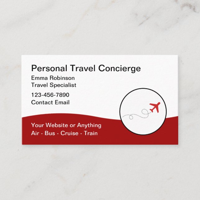 Travel Concierge And Promotional Business Card (Front)