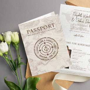Travel Cruise Passport Destination Wedding Invitation