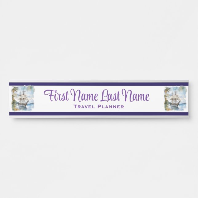 Travel Cruise Ship Vacation Planner Name Plate (Front)