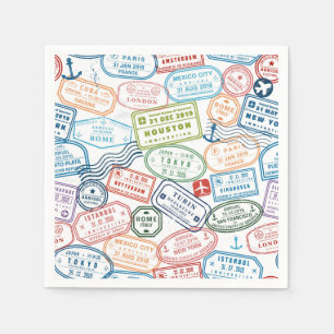 Travel design - passport stamps paper napkins