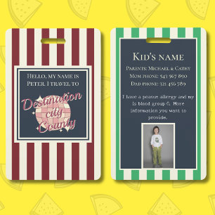 Travel destination badge kid ID child accessory