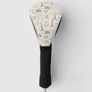 Travel Doodle Seamless Pattern Golf Head Cover